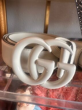 SOLD 🏆 Gucci GG Marmont Ivory Bone Leather Belt 95/38
